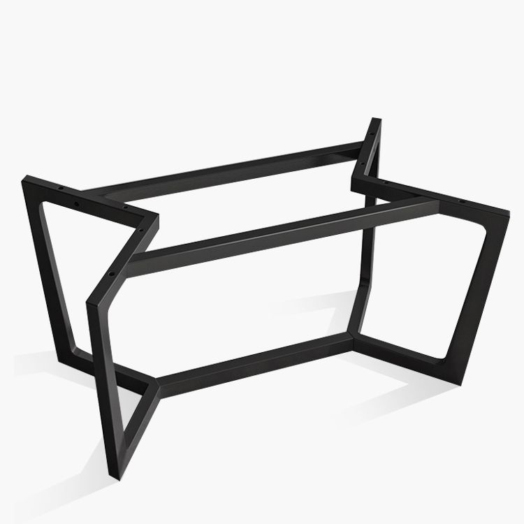 Table de dîner fixe en marbre rectangulaire de style simplicité avec base à tréteaux
