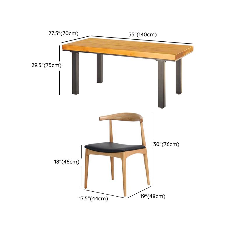 Light Brown Wood Dining Set 1/2/5 Pieces Industrial Dinette Set with Wooden Chairs Clearhalo 'Dining Room Sets' 'Dining Tables & Seating' 'dining_room_set' 'furn' 'furn_dining_room_set' 'Furniture' 'Kitchen & Dining Furniture' 1200x1200_224ecebb-6e26-4d9a-afb1-003b8ce3556d