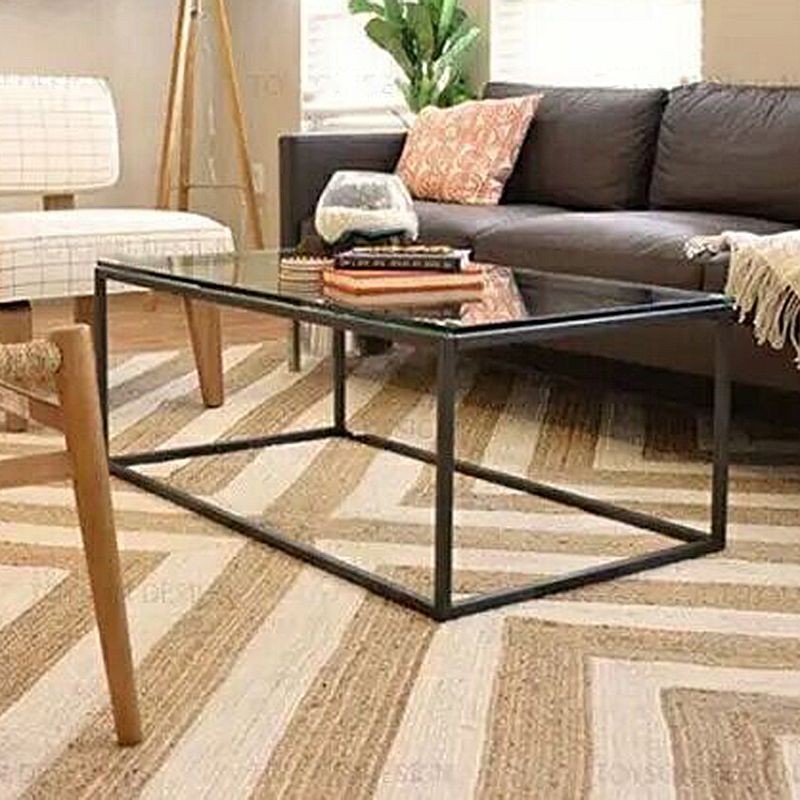 Contemporary Rectangular Glass Frame Base Coffee Cocktail Table Clearhalo 'Coffee & Accent Tables' 'Coffee Tables' 'coffee_tables' 'furn' 'furn_coffee_tables' 'Furniture' 'furniture_coffee_tables' 'Living Room Furniture' 1200x1200_224ed671-788a-4186-8bfa-25971cc6443f