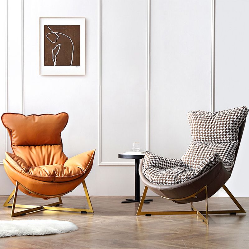 Glam Removable Cushions Gold Base Fixed Back Cross Lounge Accent Chair