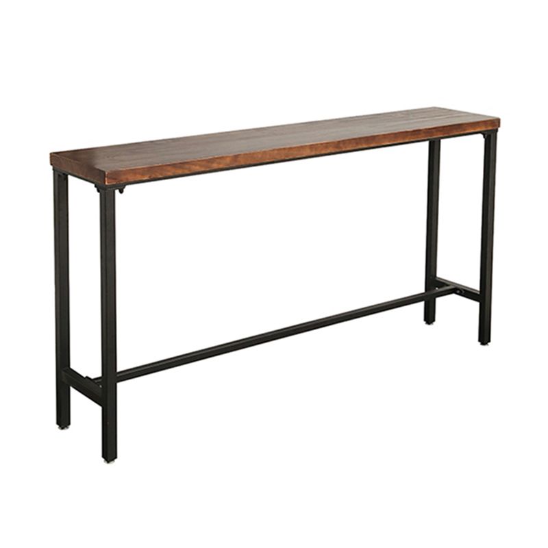 Industrial Brown Pub Table Rectangle Solid Wood Bar Height Table with Trestle Base Clearhalo 'Bar Furniture' 'Bar Tables' 'bar_tables' 'furn' 'furn_bar_tables' 'Furniture' 'Kitchen & Dining Furniture' 1200x1200_2250de30-8c19-4f10-ae04-1779224ffbf4