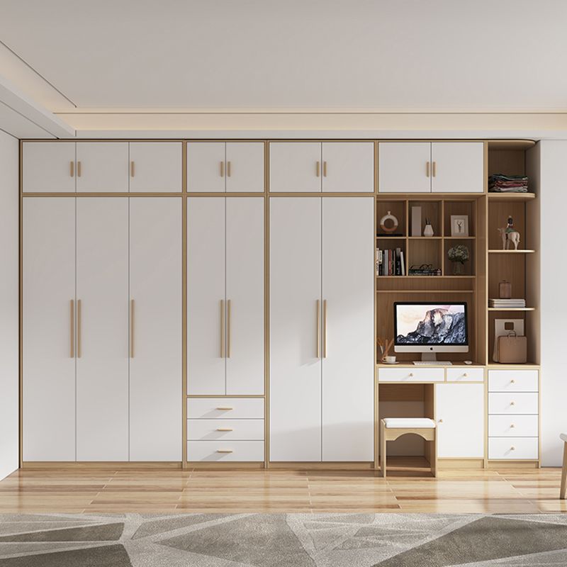 Contemporary Freestanding Wardrobe Engineered Wood White Wardrobe