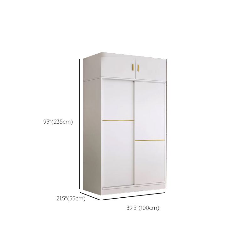 Contemporary White Wood Frame Wardrobe Freestanding Wardrobe with Soft Close Doors