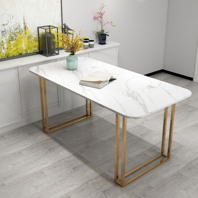 Glam Style Sintered Stone White Dining Room Set with Rectangle Table Formal Dining Table Furniture Clearhalo 'Dining Room Sets' 'Dining Tables & Seating' 'dining_room_set' 'furn' 'furn_dining_room_set' 'Furniture' 'furniture_dining_room_set' 'Kitchen & Dining Furniture' 'kitchen&dining_furn' 'kitchen' 1200x1200_2255504b-8530-444a-a4ae-d4ea5e246296