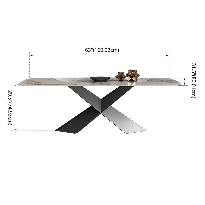 Modern Style Sintered Stone Dining Table with Standard Height Table and Black Pedestal Base Clearhalo 'Dining Room Sets' 'Dining Tables & Seating' 'dining_room_set' 'furn' 'furn_dining_room_set' 'Furniture' 'furniture_dining_room_set' 'Kitchen & Dining Furniture' 'kitchen&dining_furn' 'kitchen' 1200x1200_22557f6d-29bd-4dad-a496-fe662954a513