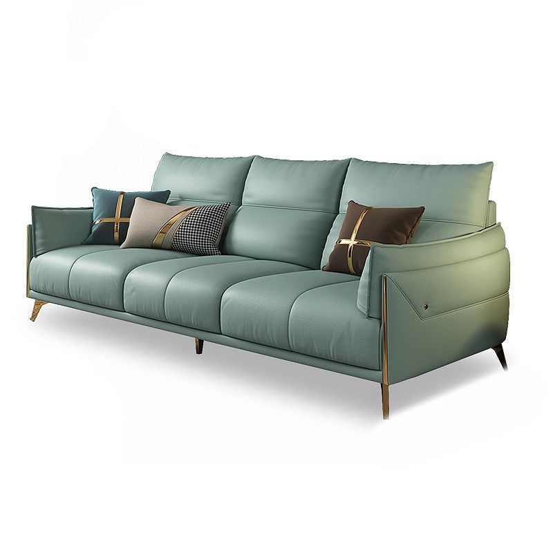 Green Modern Genuine Leather Cushion Back Sofa/Sectional with Wear-Resisting Clearhalo 'furn' 'furn_sectionals' 'Furniture' 'furniture_sectionals' 'Living Room Furniture' 'Sectionals' 1200x1200_2255de6a-5676-4b4c-863e-78429d0a956f