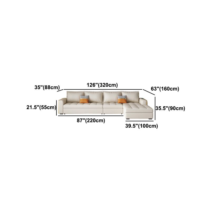 White Modern Sofa Bed with Storage USB Charging Convertible Sectional Clearhalo 'furn' 'furn_sectionals' 'Furniture' 'Living Room Furniture' 'Sectionals' 1200x1200_225702ec-b78d-43e4-8a1f-e77d609ea431