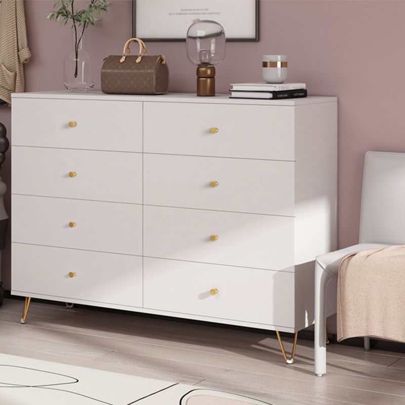 White Contemporary Accent Chest Rectangle Accent Cabinet with Drawers, Scratch Resistant