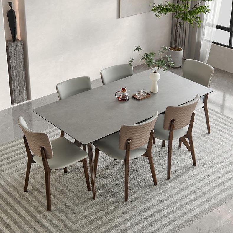 Minimalist 1/4/5/7 Pieces Furniture Stone Rectangle Dining Chairs Set in Gray Clearhalo 'Dining Room Sets' 'Dining Tables & Seating' 'dining_room_set' 'furn' 'furn_dining_room_set' 'Furniture' 'Kitchen & Dining Furniture' 1200x1200_2259828b-02ea-4831-add6-b03f369e97c8