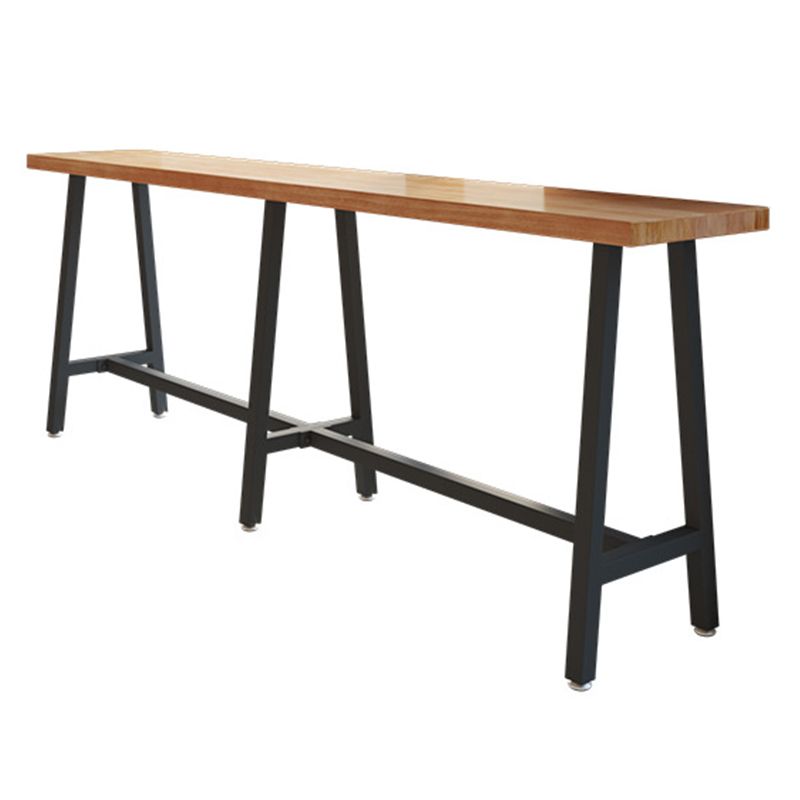 Tavolo da Bar Rettangolare in Metallo e Legno Tavolo da Bar ad Altezza con Base su Trespolo per Sala da Pranzo
