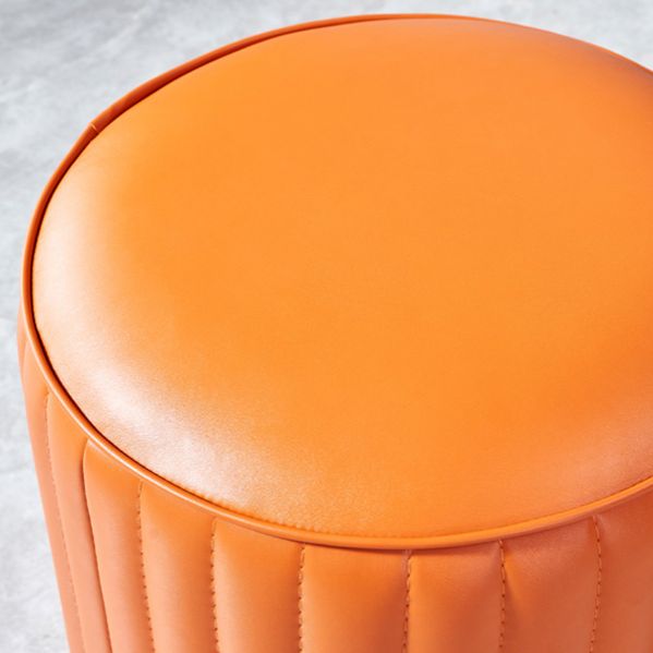 Modern Orange Pouf Water Resistant Round Pure Color Leather Pouf Clearhalo 'furn' 'furn_ottomans_poufs' 'Furniture' 'Living Room Furniture' 'Ottomans & Poufs' 'ottomans_poufs' 1200x1200_225c6e35-fad4-4a7a-9d77-61eb9a3e39b9
