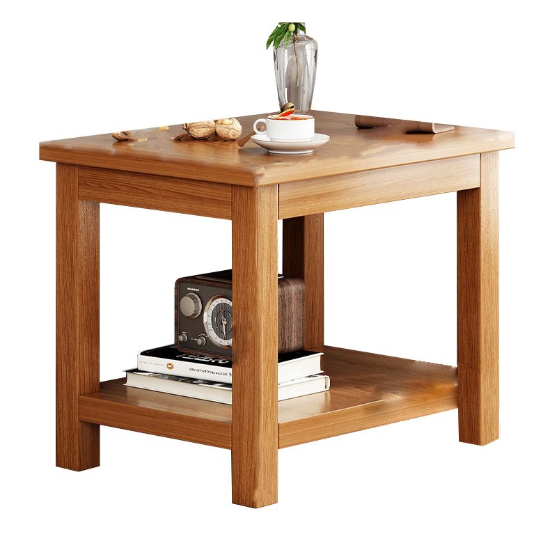 Contemporary Side Table Double Tier Wood Accent Side Table with Shelf