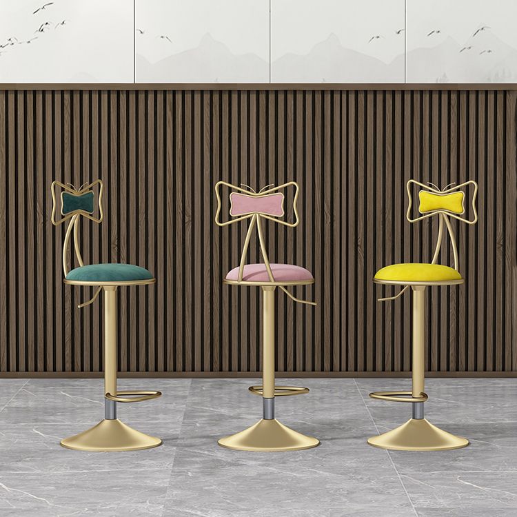 Glam Rotatable Liftable Counter Stool Iron Beauty Shop Bar Stool with Velvet Cushion Clearhalo 'Bar Furniture' 'Bar Stools' 'bar_stools' 'furn' 'furn_bar_stools' 'furniture_bar_stools' 'Kitchen & Dining Furniture' 'kitchen&dining_furn' 'kitchen' 'kitchen_furn' Furniture' 1200x1200_225db19f-444e-46d8-90bb-dc61210f14a9