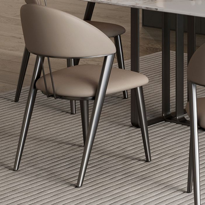 Eigentijdse gestoffeerde armloze stoel huis metalen eetkamerstoel