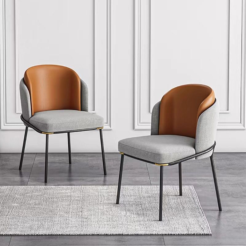 Sillas de comedor tapizadas sillas sin brazos contemporáneas con base de metal
