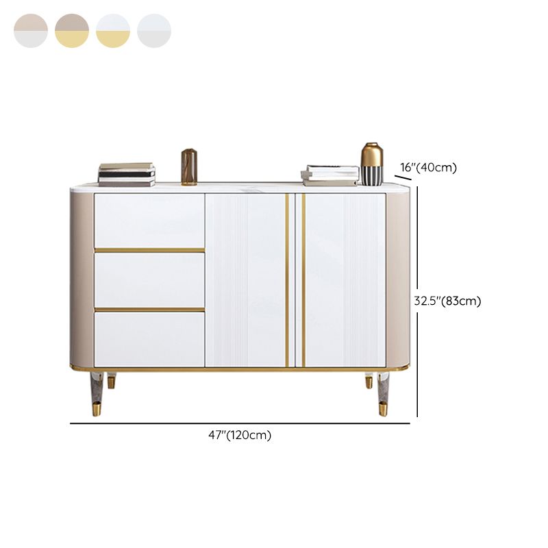 Glam Style Stone Buffet Stand Engineered Wood Buffet Sideboard with 3-Drawer Clearhalo 'buffet_sideboard' 'Buffets & Sideboards' 'furn' 'furn_buffet_sideboard' 'Furniture' 'Kitchen & Dining Furniture' 1200x1200_225e7e88-7707-44b2-b79b-72fa33062f3d