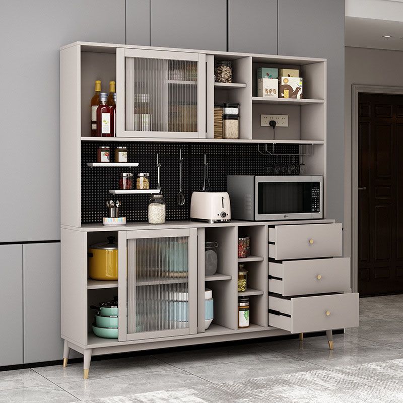 Ultra Modern Glass Doors Dining Hutch Faux Wood Storage Cabinet for Dining Room Clearhalo 'Display & China Cabinets' 'display_china_cabinets' 'furn' 'furn_display_china_cabinets' 'Furniture' 'Kitchen & Dining Furniture' 1200x1200_22608964-07b4-4133-85f9-1c231898adc8