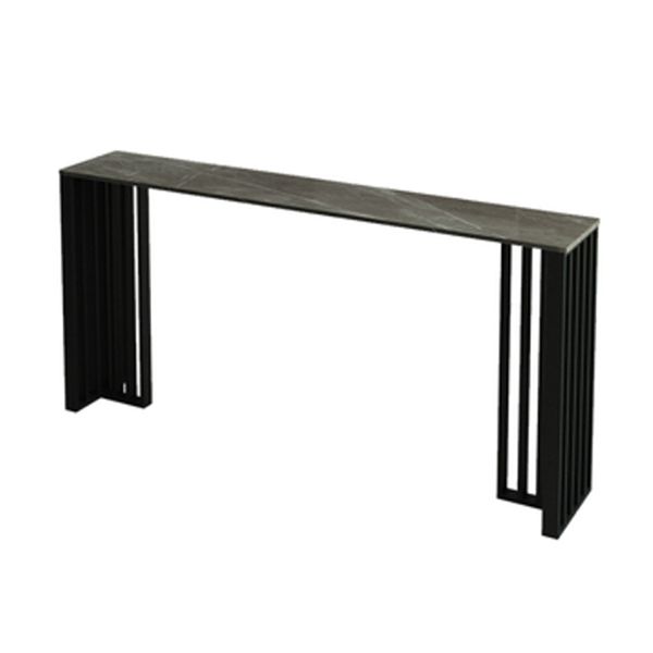 Industrial Stone Cocktail Bar Table Rectangle Double Pedestal Pub Height Dining Table Clearhalo 'Bar Furniture' 'Bar Tables' 'bar_tables' 'furn' 'furn_bar_tables' 'Furniture' 'Kitchen & Dining Furniture' 1200x1200_226450e0-626d-4060-8fa8-d655ca5c3558