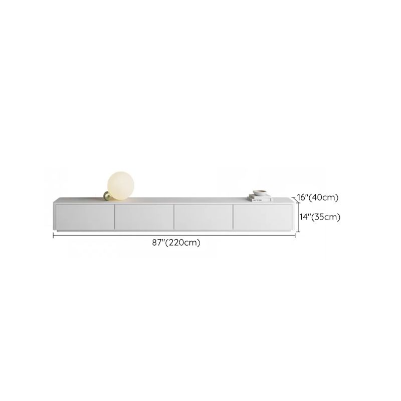 Supporto TV moderno in legno da 16" con contenitore chiuso, supporto TV bianco con cassetti
