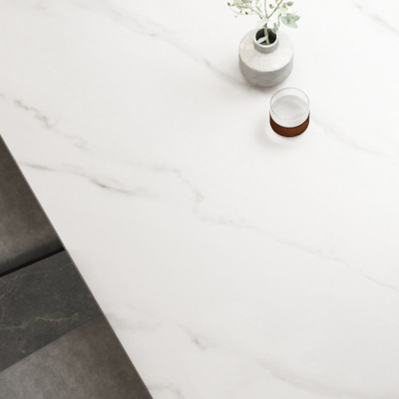 長方形の石の丸いテーブルメタルベース付きモダンダイニングテーブル家具