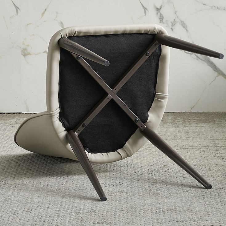 Contemporary Armless Dining Chairs Faux Leather Open Back Dining Side Chair