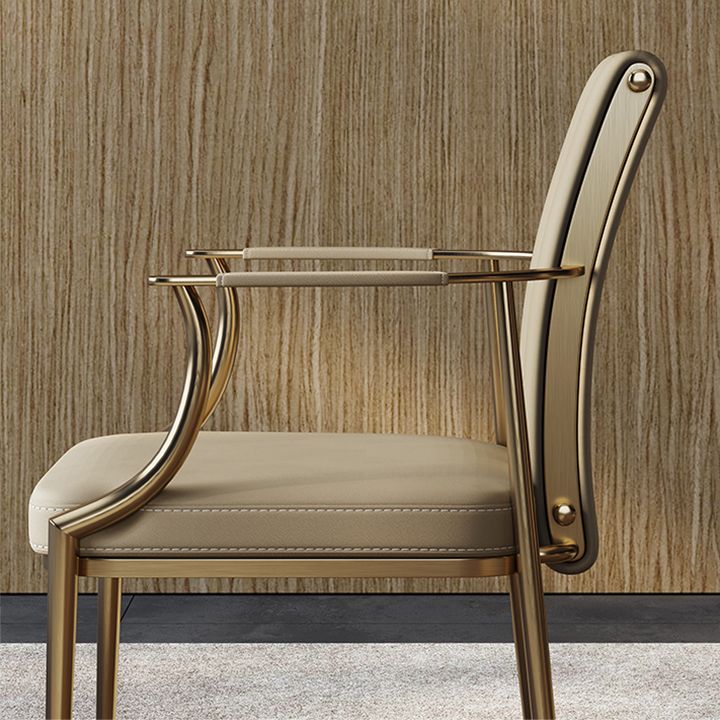 Glam Küche Essstuhl goldene Beine gepolsterter Essarm Stuhl