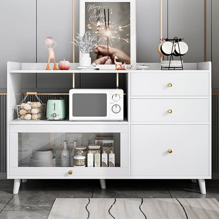 Contemporary Sideboard Cabinet with 3-Drawers One Door Engineered Wood Kitchen Cabinets Clearhalo 'buffet_sideboard' 'Buffets & Sideboards' 'furn' 'furn_buffet_sideboard' 'Furniture' 'Kitchen & Dining Furniture' 1200x1200_226d75ce-7aba-4c54-b4af-ec3ee7f37286