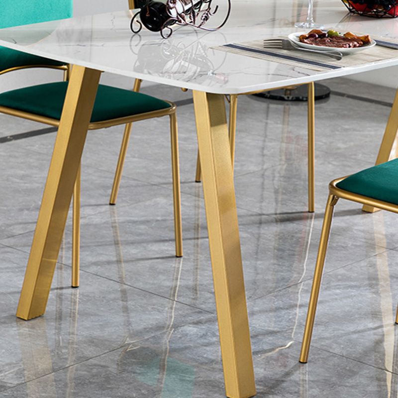 Rectangle Golden Base Dining Table Glam Faux Marble Table for Kitchen Clearhalo 'Dining Tables & Seating' 'Dining Tables' 'dining_table' 'furn' 'furn_dining_table' 'Furniture' 'Kitchen & Dining Furniture' 1200x1200_2270d9de-86f1-4a86-8adf-bdb09c711749