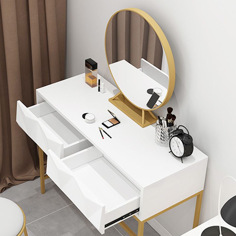 Glam 2-drawer Wooden Vanity Table 29.52" H Dressing Table in White