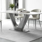 Table de salle à manger de style moderne Table de dîner en pierre rectangulaire en blanc