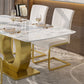 Luxury Sintered Stone Dining Table Rectangle White Table with Metal Pedestal in Gold Clearhalo ' dining_table' 'Dining Tables & Seating' 'Dining Tables' 'furn' 'furn_dining_table' 'Furniture' 'furniture_dining_table' 'Kitchen & Dining Furniture' 'kitchen&dining_furn' 'kitchen' 'kitchen_dining_table' 1200x1200_2275607a-5383-436c-9a04-8bc99ab276be