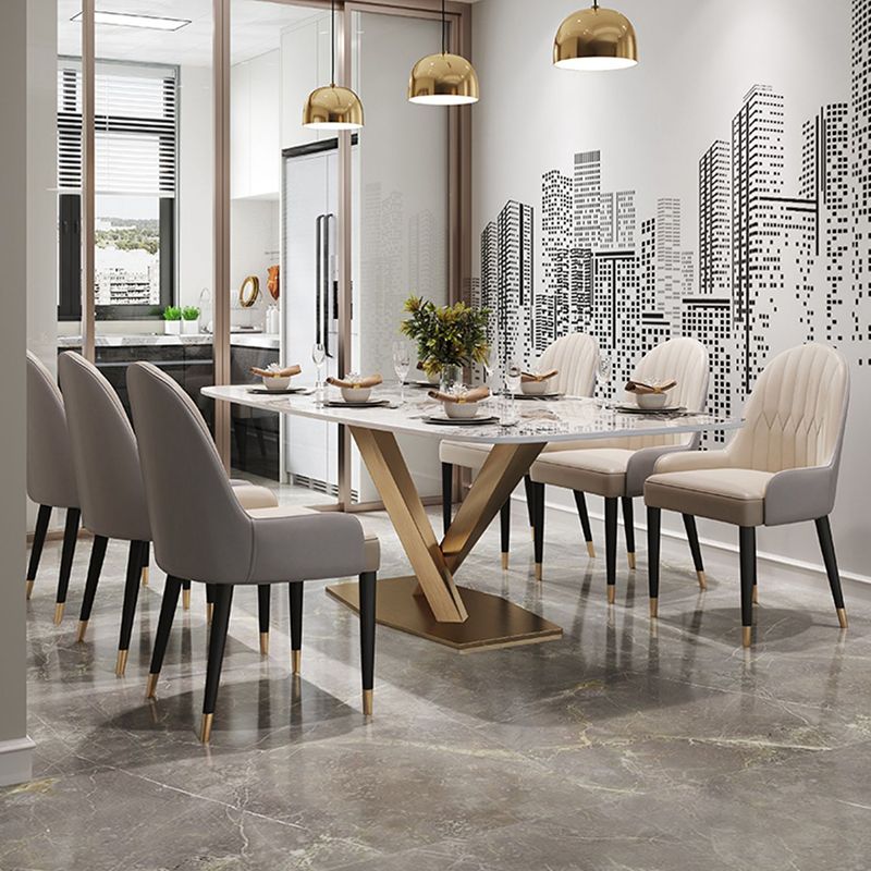 Fixed Contemporary Sintered Stone Dining Room Sett with Pedestal Base Dining Furniture Clearhalo 'Dining Room Sets' 'Dining Tables & Seating' 'dining_room_set' 'Furniture' 'furniture_dining_room_set' 'Kitchen & Dining Furniture' 'kitchen&dining_furn' 'kitchen' 1200x1200_22759fc6-aa53-48c5-8e6a-ed36f740e25c