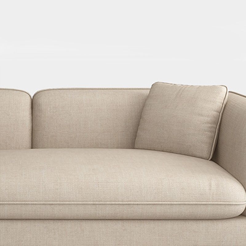 Skandinavisches Leinensofa mit engen Rücken und Smokingarm für die Wohnung