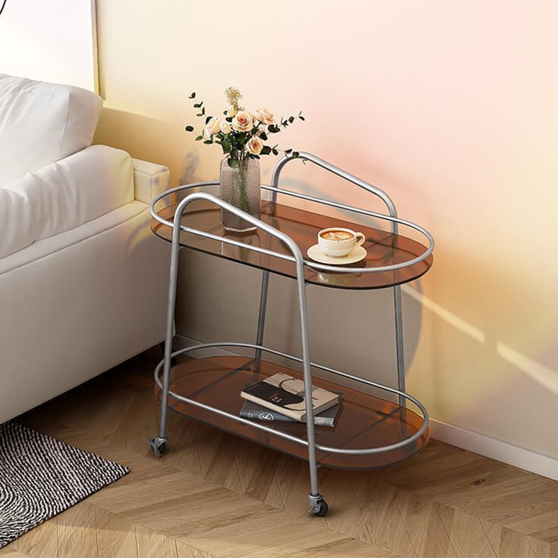 ストレージ卵形のダブルティアリビングルームを備えたモダンなサイドテーブルガラス