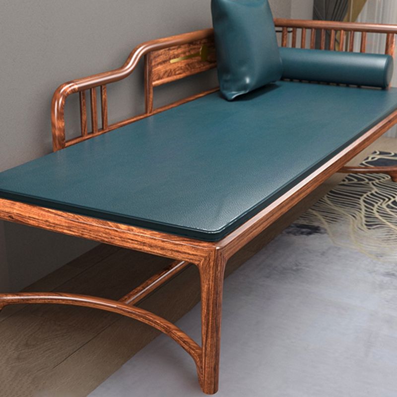 Chaise longue tradizionale con braccioli in legno con braccioli tondi per camera da letto soggiorno