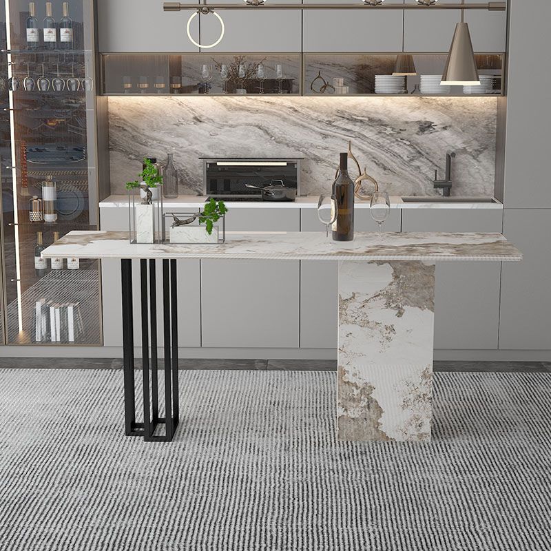 Double Pedestal Kitchen Counter Height Table Contemporary Rectangle Pub Table Clearhalo 'Bar Furniture' 'Bar Tables' 'bar_tables' 'furn' 'furn_bar_tables' 'Furniture' 'Kitchen & Dining Furniture' 1200x1200_22784464-1f9f-4a3c-87a8-5815a7f57748