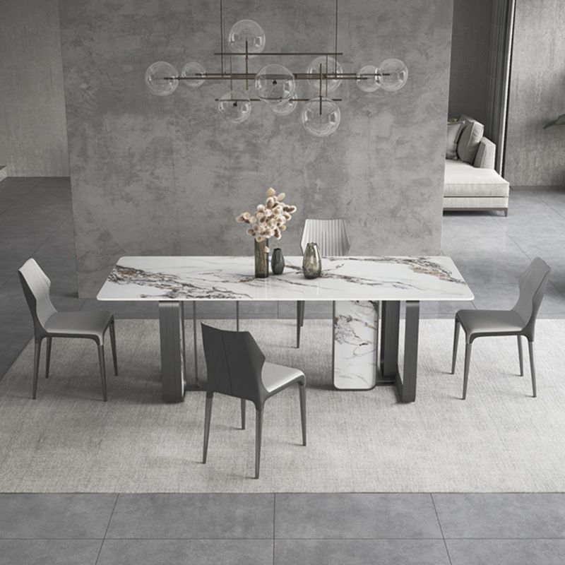 Designer Style Sintered Stone Top Dining Set Rectangle 1/3/4/5/6/9 Pieces Dining Table Set Clearhalo 'Dining Room Sets' 'Dining Tables & Seating' 'dining_room_set' 'furn' 'furn_dining_room_set' 'Furniture' 'furniture_dining_room_set' 'Kitchen & Dining Furniture' 1200x1200_2279f87f-4ced-47db-8ab3-e5691301523d