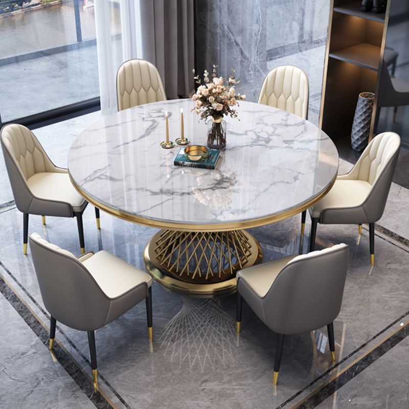 Sintered Stone Pedestal Dining Table Simplicity Style Round Table for Home Clearhalo ' dining_table' 'Dining Tables & Seating' 'Dining Tables' 'Furniture' 'furniture_dining_table' 'Kitchen & Dining Furniture' 'kitchen&dining_furn' 'kitchen' 'kitchen_dining_table' 1200x1200_227a5bb2-0563-481d-b9c1-3bdbadf4cf19