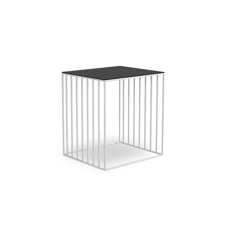 Contemporary Glass Top Frame Square Bedside Accent Side Table