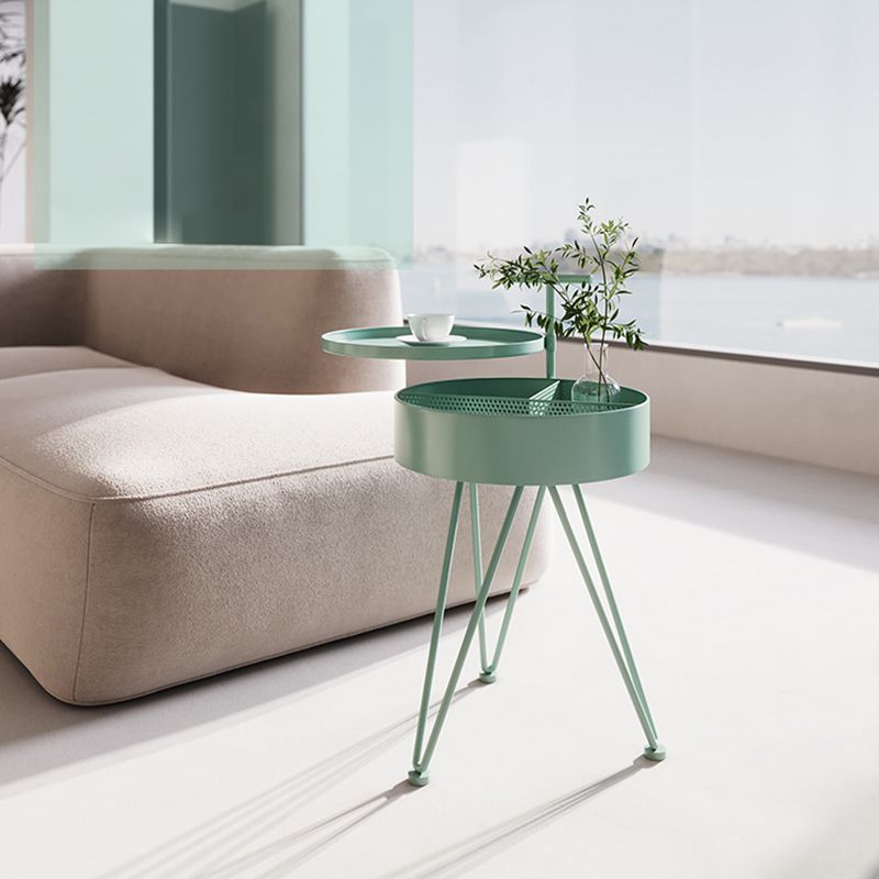 Contemporary Iron Simple Sofa Side Accent Table Macaron 3 Legs End Table with Storage Clearhalo 'Coffee & Accent Tables' 'End & Side Tables' 'end_side_tables' 'furn' 'furn_end_side_tables' 'Furniture' 'Living Room Furniture' 1200x1200_227be8a5-59f9-47d3-91cb-f300cd4281f1