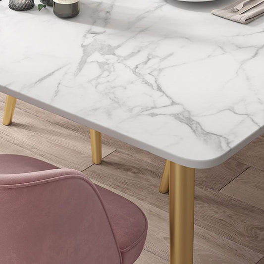 Mesa de comedor de piedra sinterizada mesa tradicional de 4 patas de lujo con marco de oro