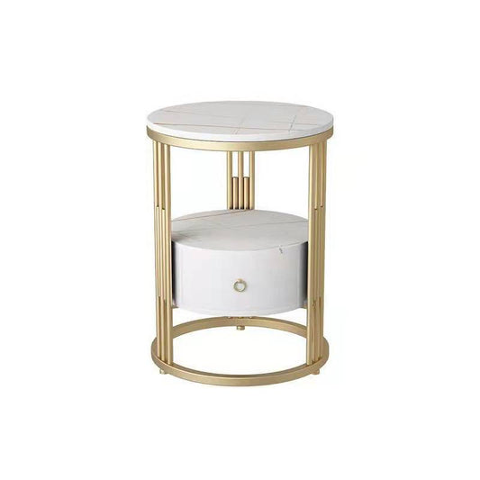 19.69" W x 19.69"D x 21.65" H End Table Round Stone Side Table with Storage Clearhalo 'Coffee & Accent Tables' 'End & Side Tables' 'end_side_tables' 'furn' 'furn_end_side_tables' 'Furniture' 'Living Room Furniture' 1200x1200_227d204a-148f-4236-ab71-31ae0a872231