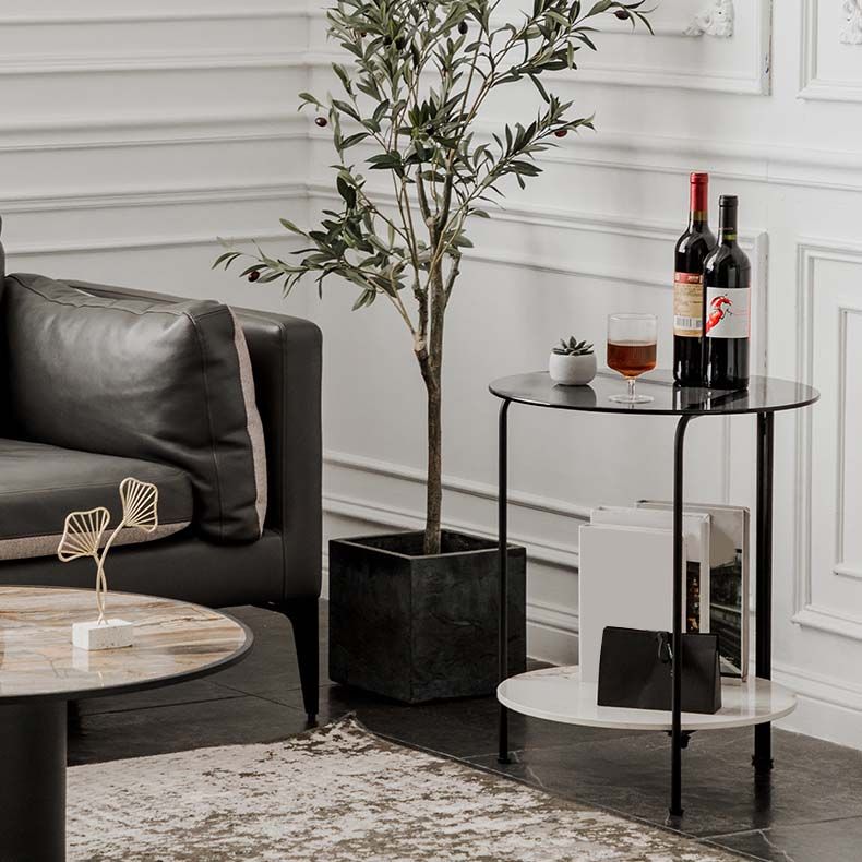 Contemporary Rectangular/Round Side End Table Glass Top Corner Table Clearhalo 'Coffee & Accent Tables' 'End & Side Tables' 'end_side_tables' 'furn' 'furn_end_side_tables' 'Furniture' 'Living Room Furniture' 1200x1200_227d29b9-e104-40f3-8677-534781924a7a