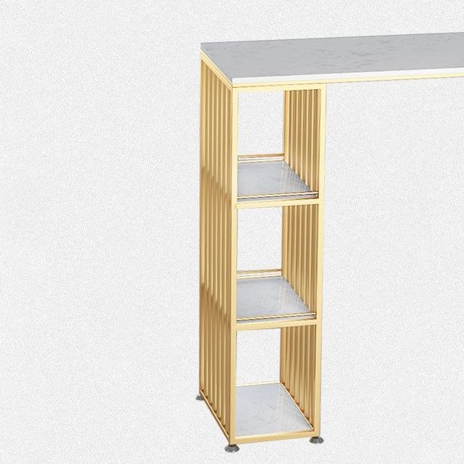 Tavolo da pub in altezza della barra con 3 ripiani di stoccaggio rettangolare tavolo da bistro in marmo bianco