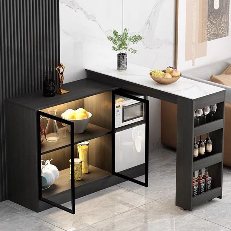 Modern Style Bistro Bar Table Sintered Stone Top Bar Table with Storages Clearhalo 'Bar Furniture' 'Bar Tables' 'bar_tables' 'furn' 'furn_bar_tables' 'Furniture' 'Kitchen & Dining Furniture' 1200x1200_227f81da-b5bc-4184-aec8-dc1473d843b3