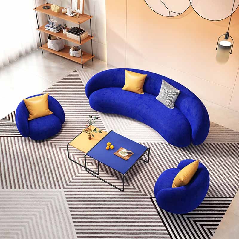 Curved Loveseat Solid Color Sloped Arms Stain Resistant for Living Room