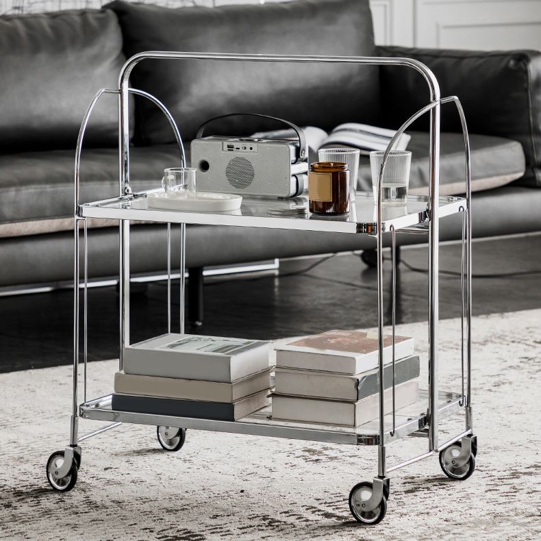 Mesa de esquina superior de vidrio contemporánea con estante, mesa lateral rectangular