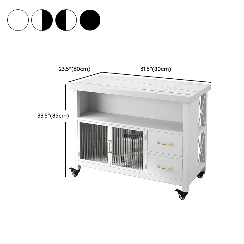 Table de préparation en marbre à île à manger simple moderne avec tiroir
