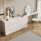 Contemporary Bedroom With Drawer White Solid Wood Lighted Mirror Dressing Table