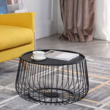 Mesa de café de marco redondo de metal juego de mesa de cóctel simple de hierro de mediados de siglo